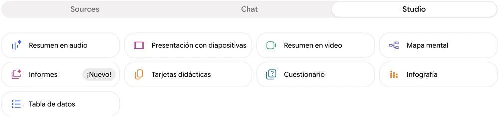 Panel Studio de Gemini Notebook con la opción Presentación con diapositivas