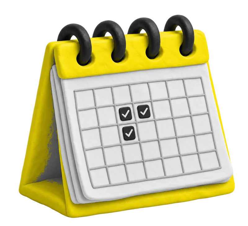 Calendario amarillo de arcilla con fechas marcadas